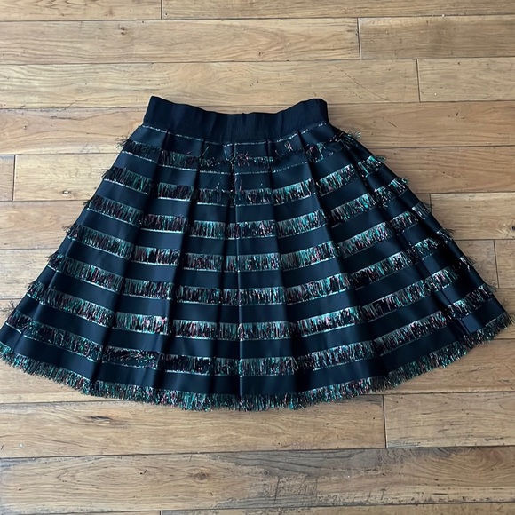 MILLY black satin a line skirt with tinsel size 0 - Picture 1 of 4